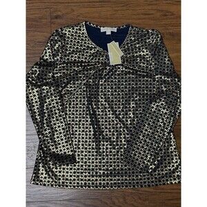Michael Kors Women’s Blue And Gold Dress Shirt XL New With Tags Retails $88
